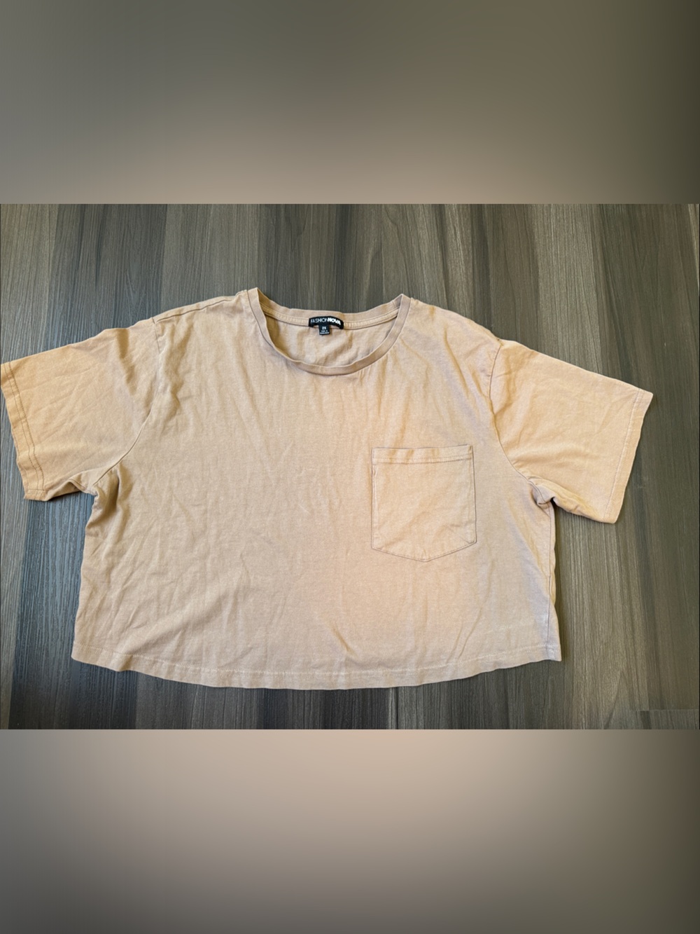 Fashion Nova Light Beige Cropped Pocket Tee